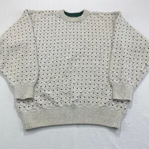 Vintage 90s Editions by Van Heusen Knit Sweater, Cream, Cotton, Men's Size Large